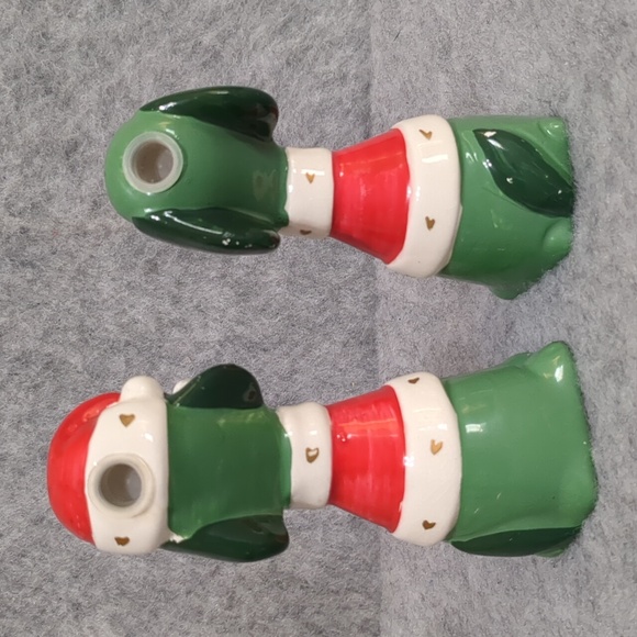 Commodore Japan Christmas Puppy Dog Hound Salt and Pepper Shakers Santa Hat - Picture 2 of 8